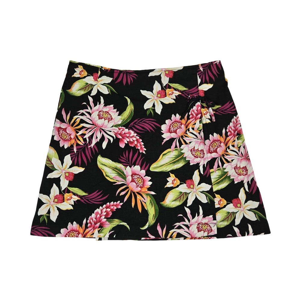 Beach Tropical Floral Mini Skirt Skort Black Pink / WHITE STAG 16 Resort Retro